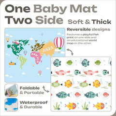 V VIKWORLD fish-design mat adds bright visuals for tummy time and learning