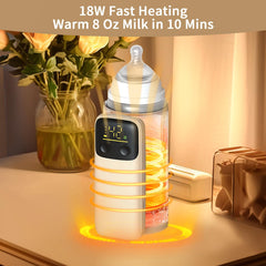 VVU&CCO warmer showing six temperature levels for breast milk and formula warming.