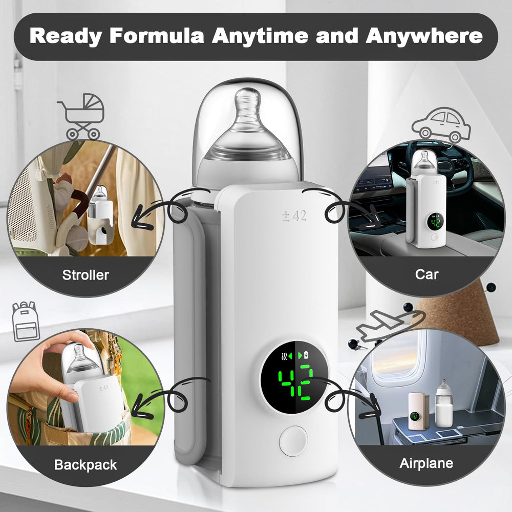 VVU&CCO bottle warmer in travel bag enables ready milk anywhere.