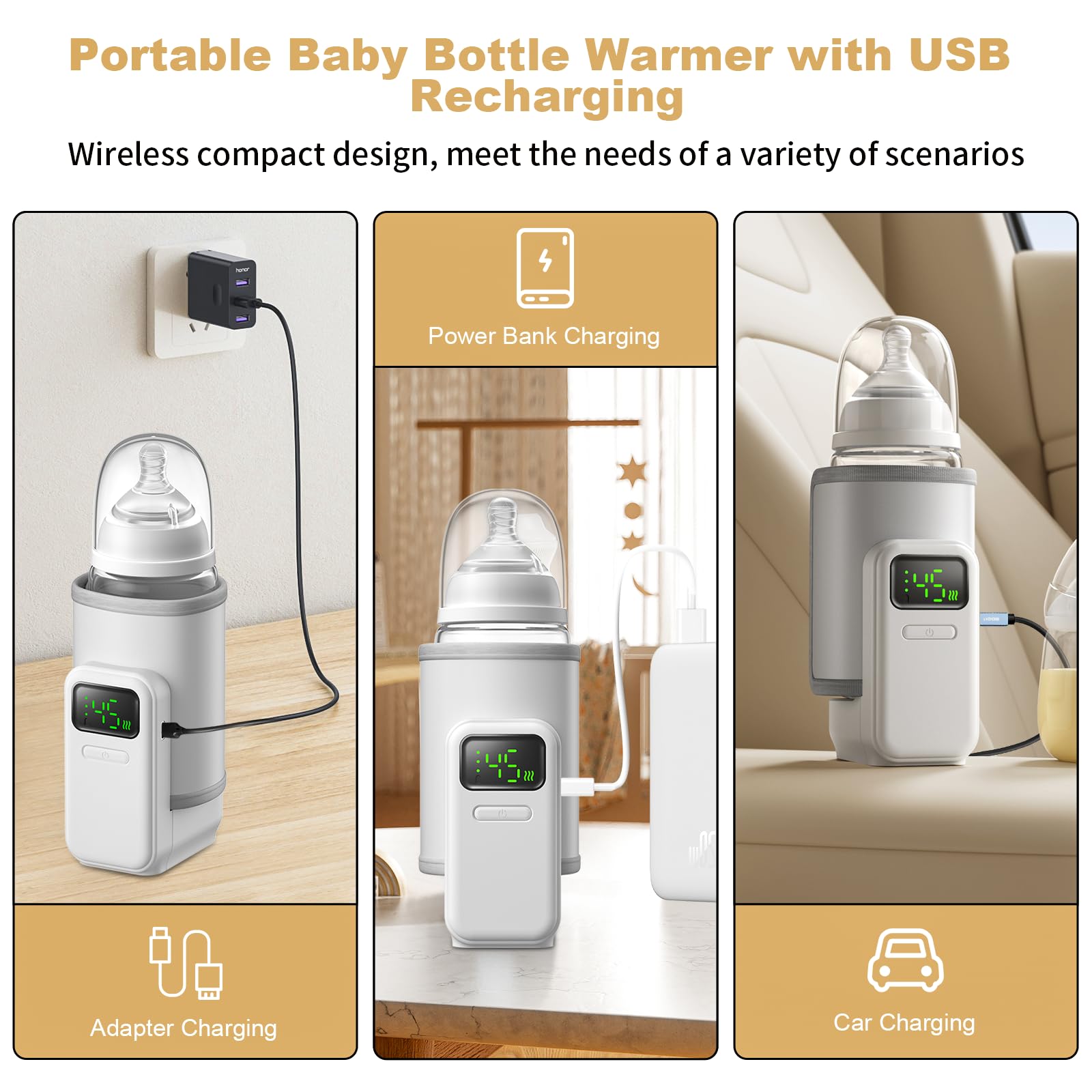 VVU&CCO Portable Bottle Warmer warms milk evenly in action.