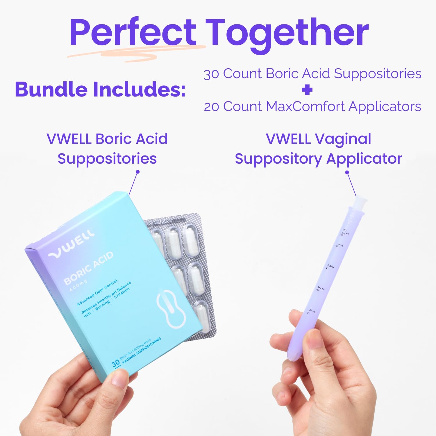 VWELL MaxComfort applicator designed for smooth insertion and ease of use.
