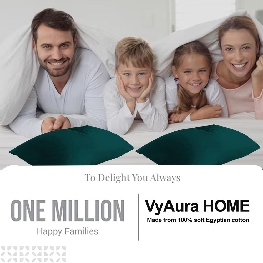 VyAura HOME pack of 2 teal pillow cases, ideal gift for travel-loving families