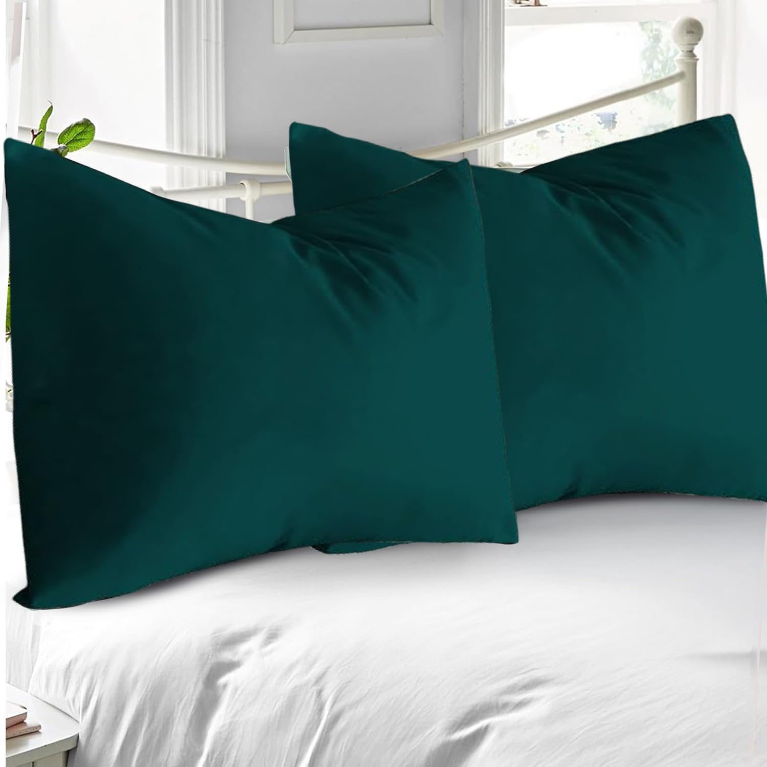 VyAura HOME toddler pillow case teal front view, premium Egyptian cotton softness for cozy naps