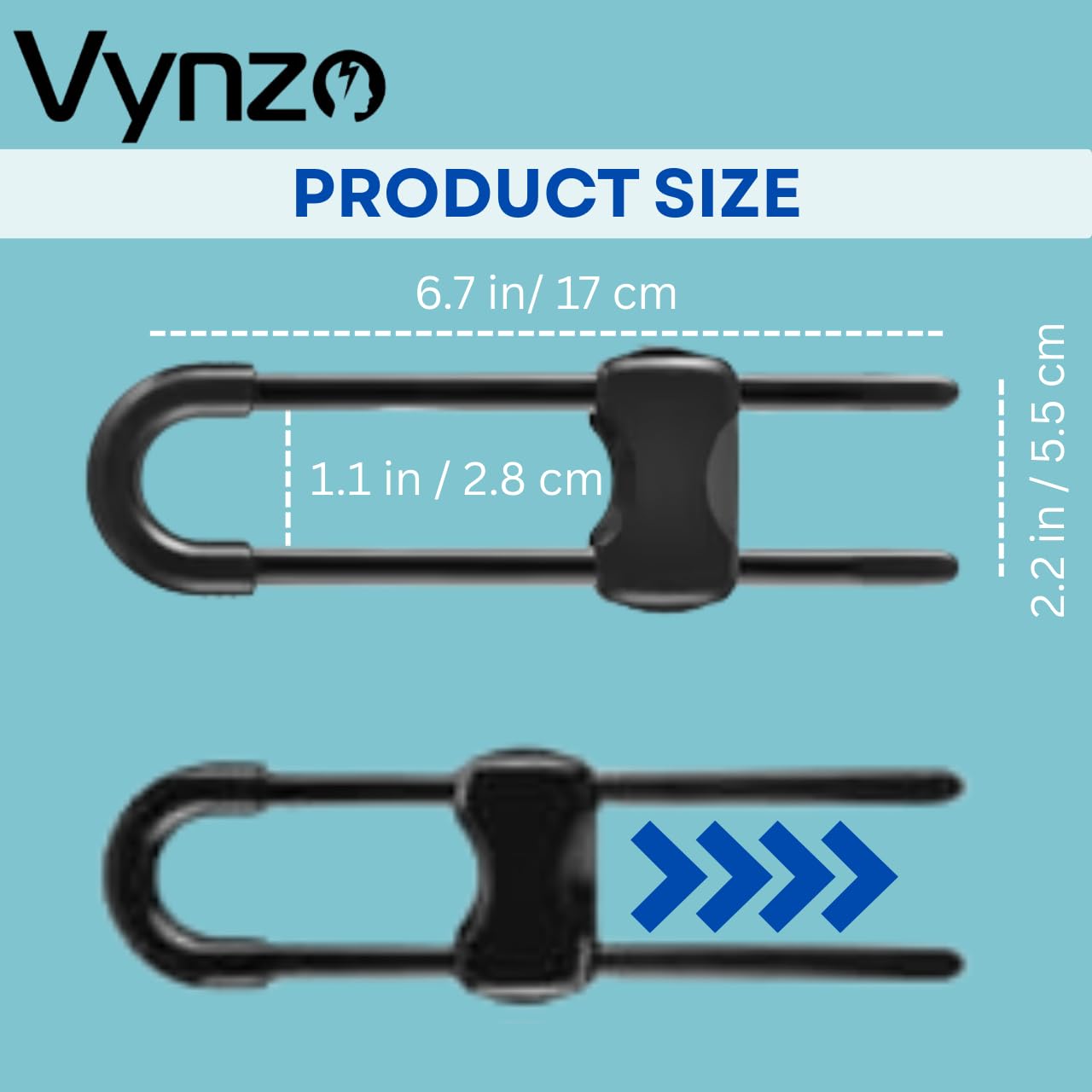 VYNZO adjustable-fit cabinet locks on drawers for versatile use.