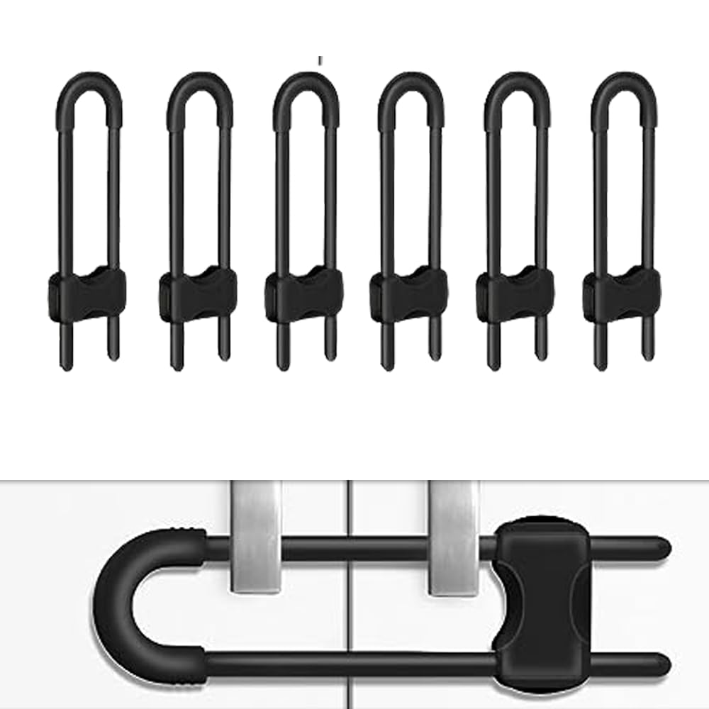 VYNZO cabinet locks with U-shape clip for damage-free safety.