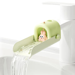 VZVOO rabbit faucet extender in green sink supports independent handwashing