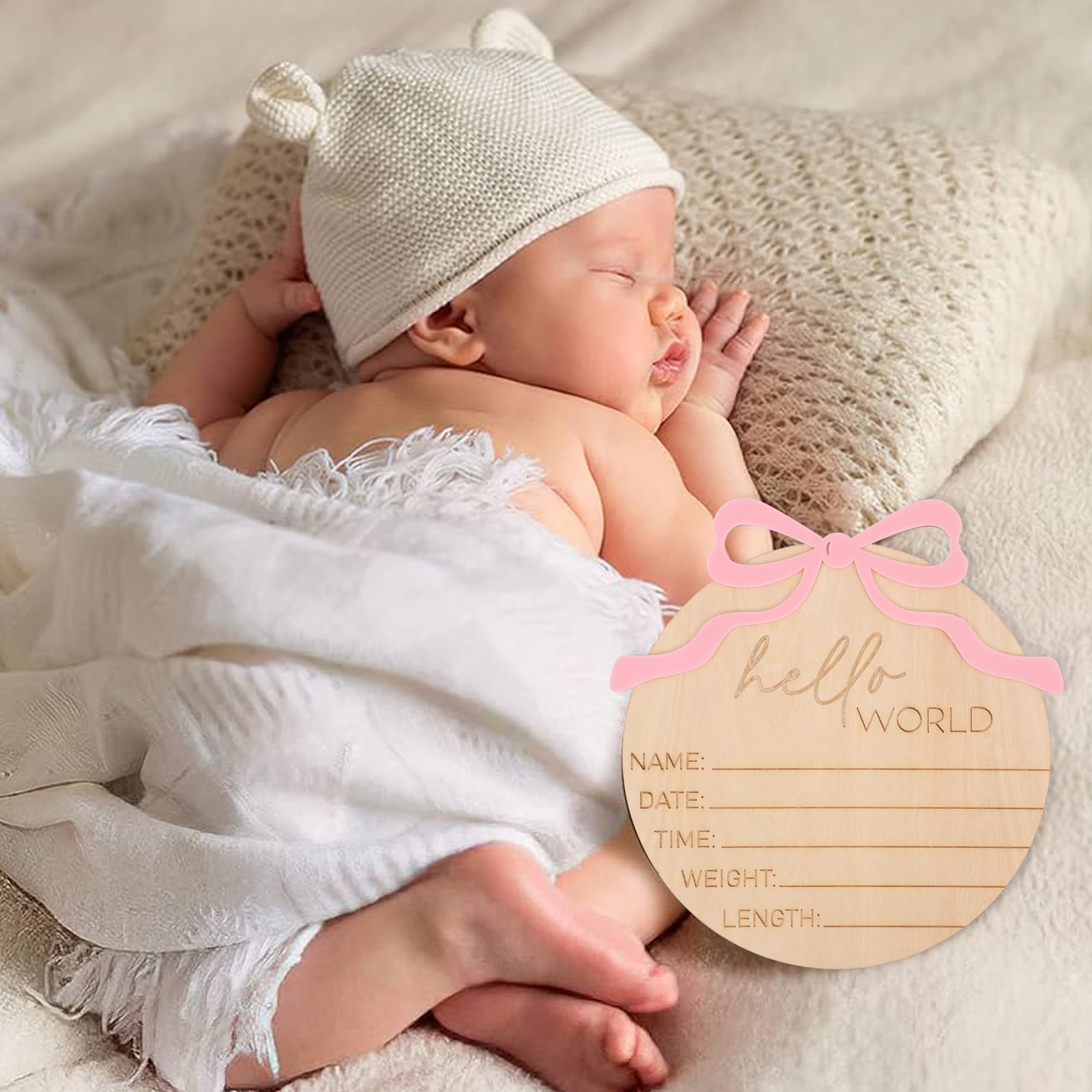 WAUAO birth stats sign showcases baby's name and data for keepsakes