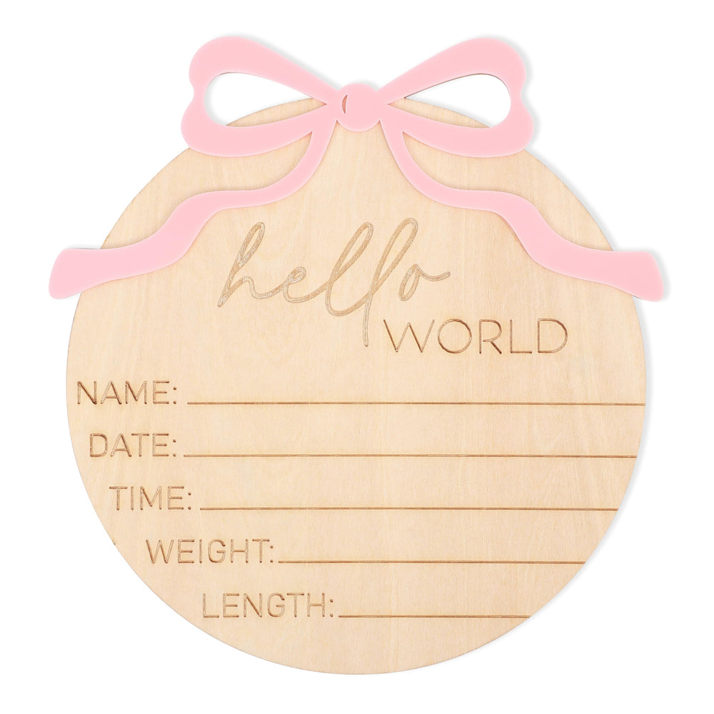WAUAO Hello World Bow sign for baby announcement photos and keepsakes