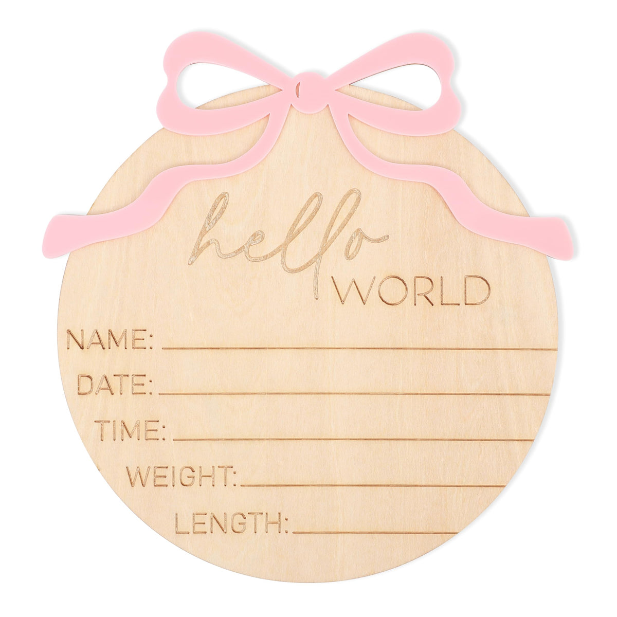 WAUAO Hello World Bow sign for baby announcement photos and keepsakes