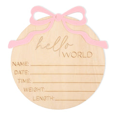 WAUAO Hello World Bow sign for baby announcement photos and keepsakes