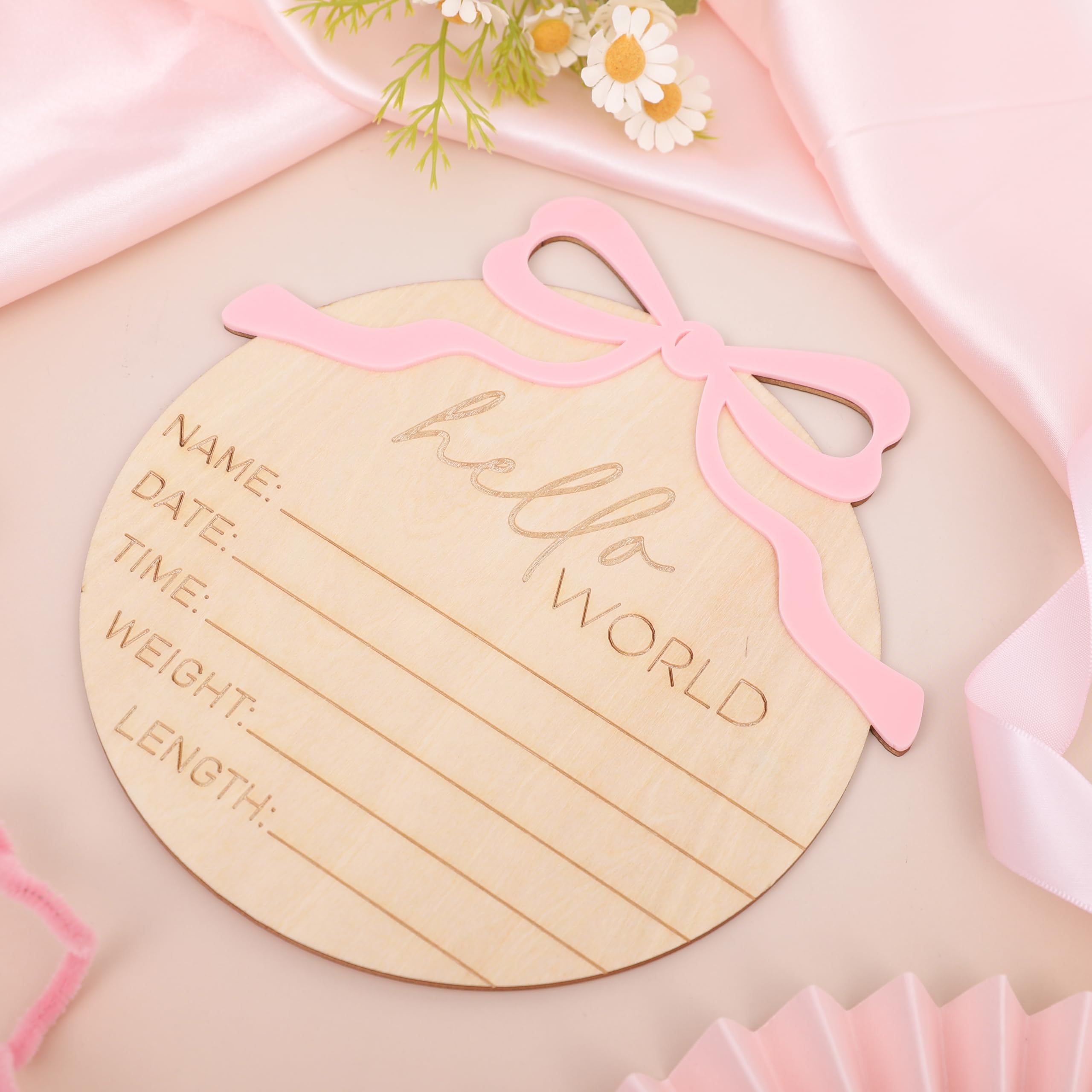WAUAO round baby name announcement sign ideal for newborn shoots