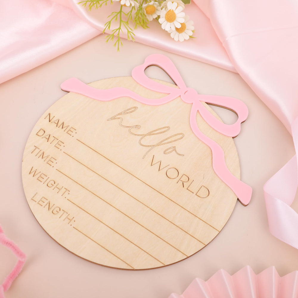 WAUAO round baby name announcement sign ideal for newborn shoots