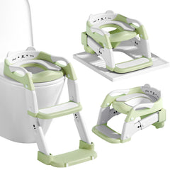WAAYAA 3-in-1 potty trainer on toilet ladder for safe independent bathroom use.