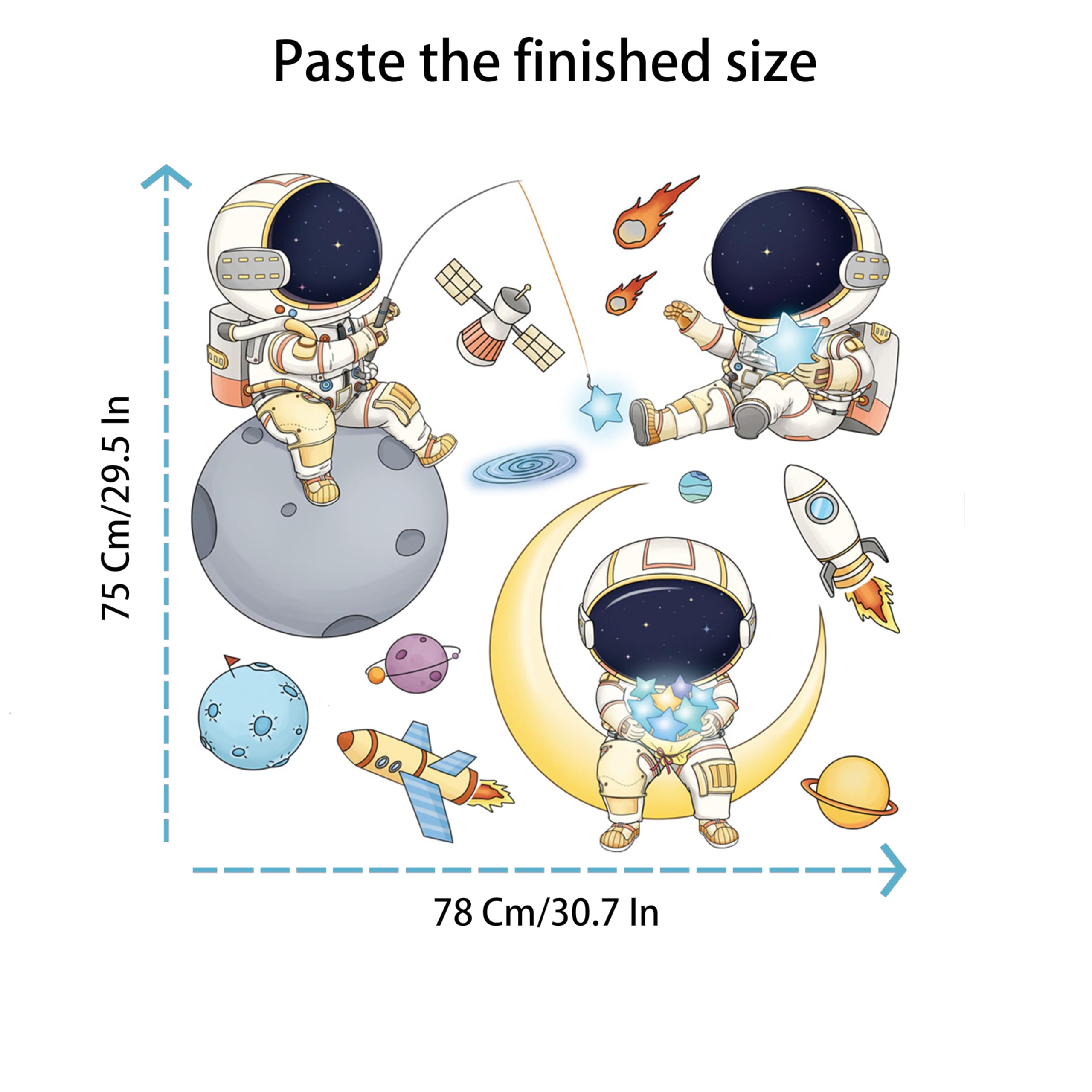 WAFT YEARN classroom decal offers bold space theme that’s removable.