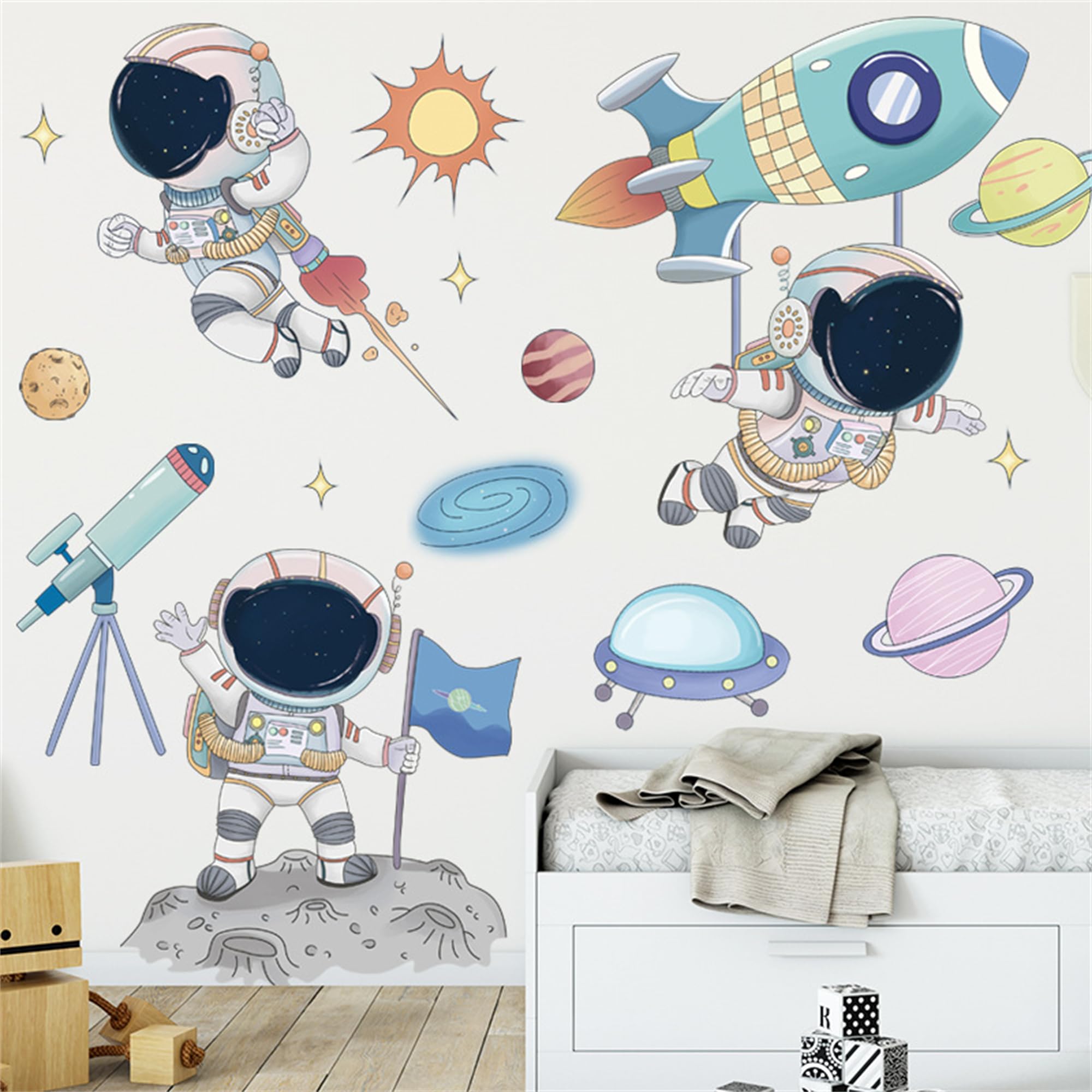 WAFT YEARN colorful space wall art brightens kid’s rooms