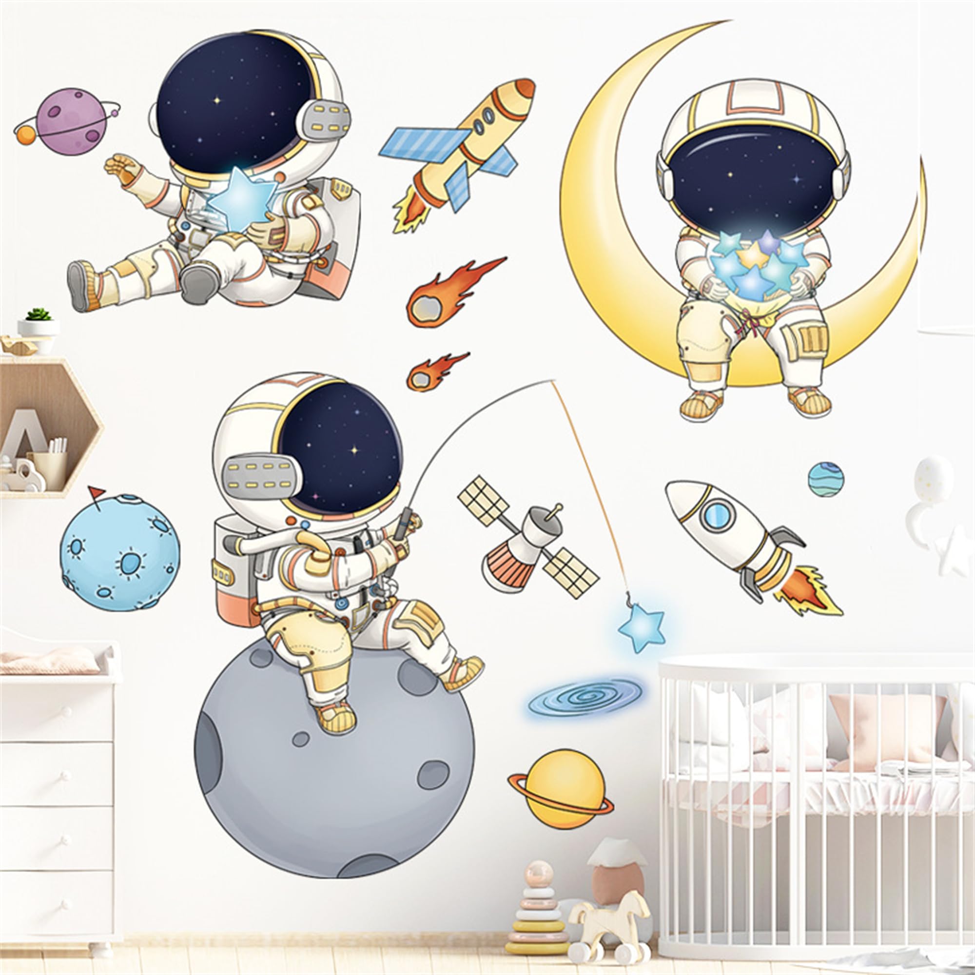 WAFT YEARN moon and stars decal creates a dreamy backdrop for learning spaces.