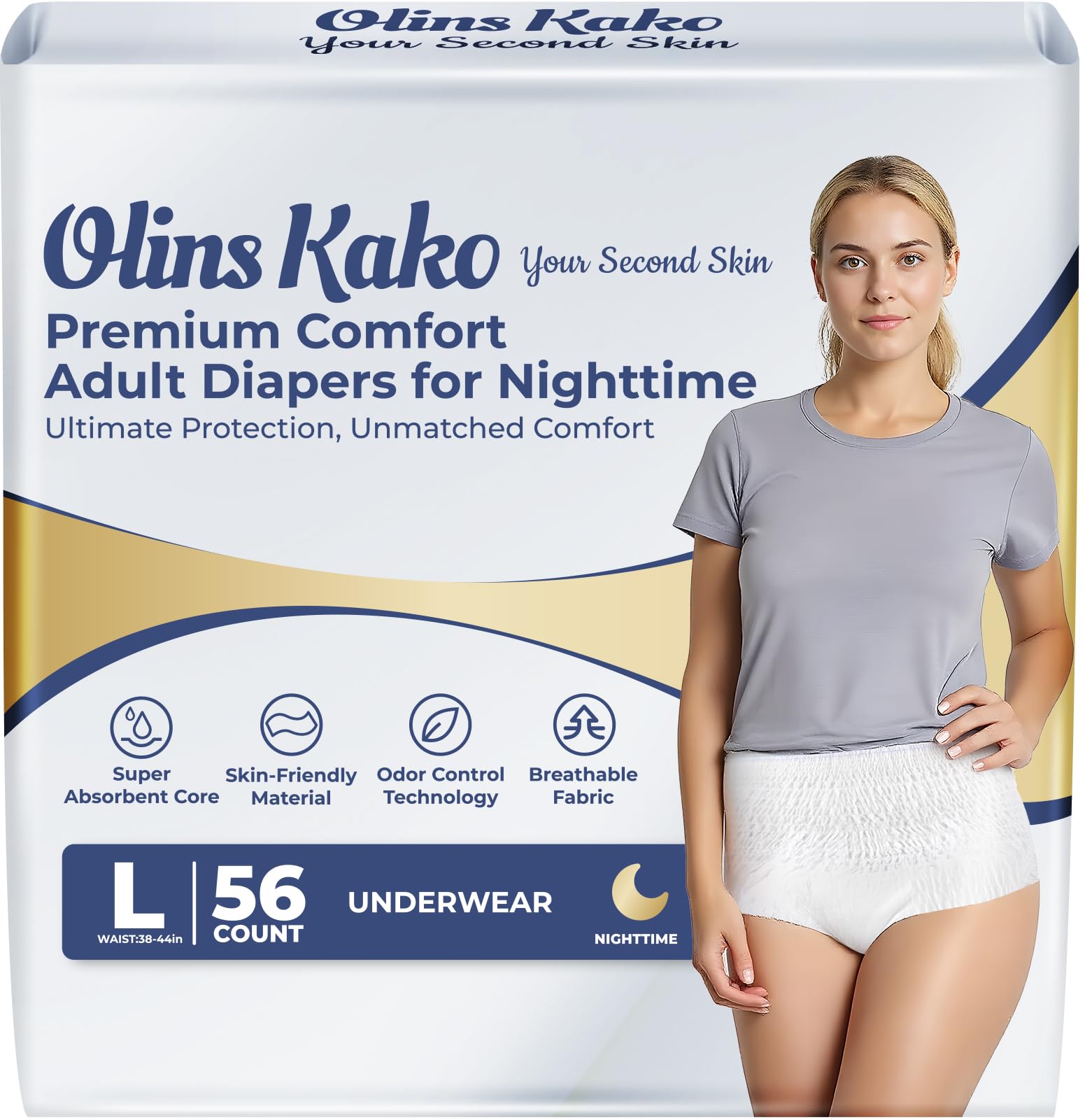Wagorific packaging image shows discreet daily protection for women.