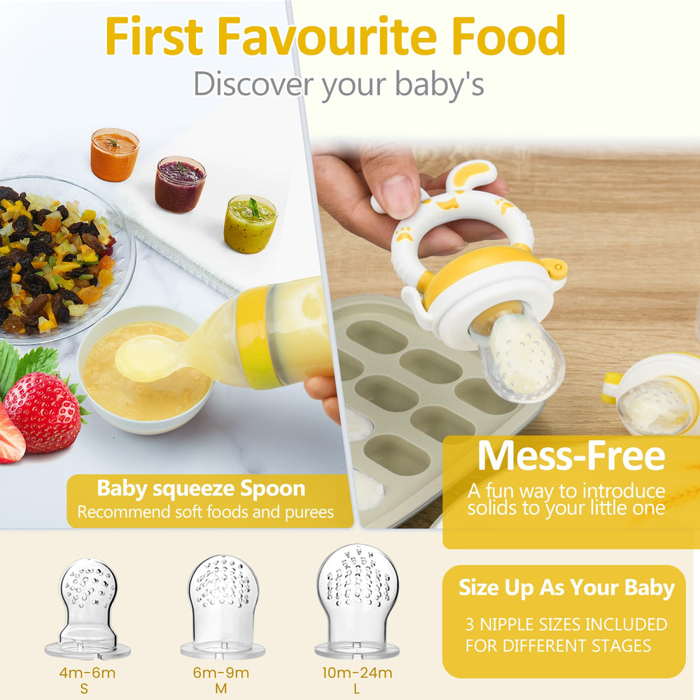 WAJIAYON baby feeder silicone spoon enables easy one-handed feeding.