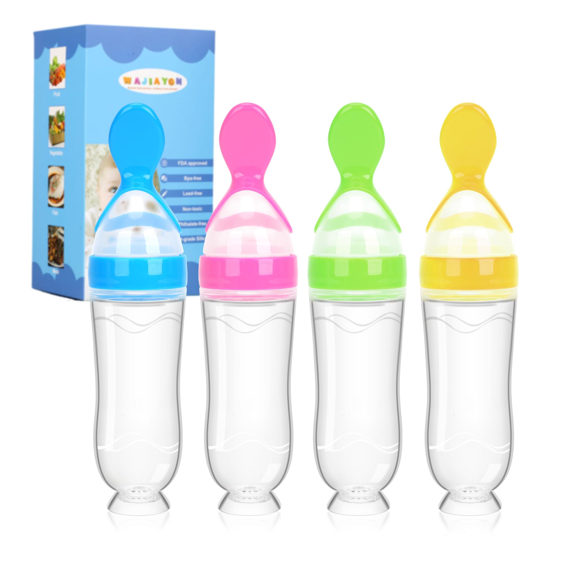 WAJIAYON baby food feeder spoons set with suction cups for easy self-feeding