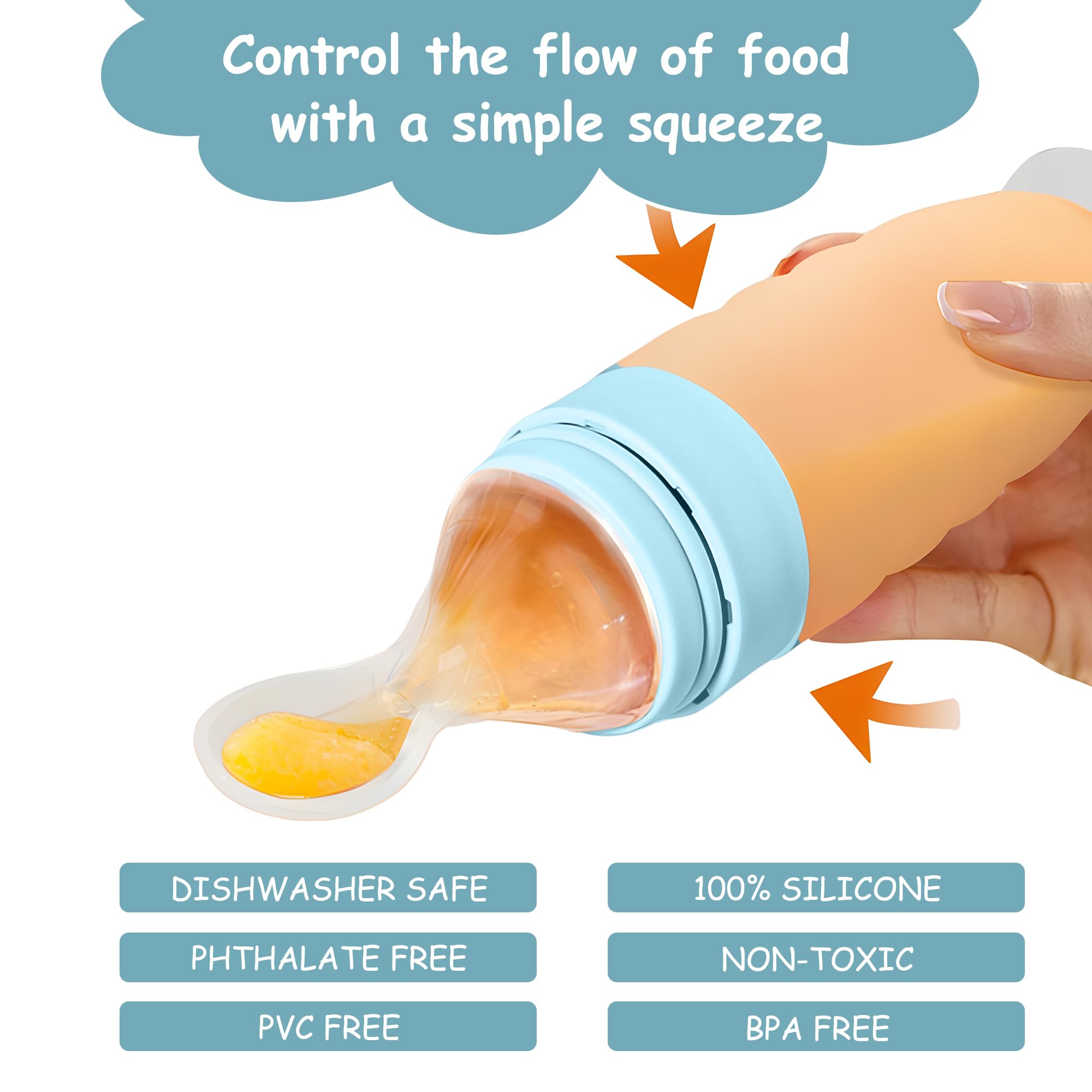 WAJIAYON baby food feeder in use for one-handed feeding