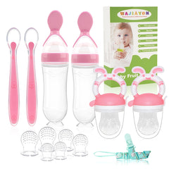 WAJIAYON pink baby fruit feeder pacifier pack enabling safe solids.