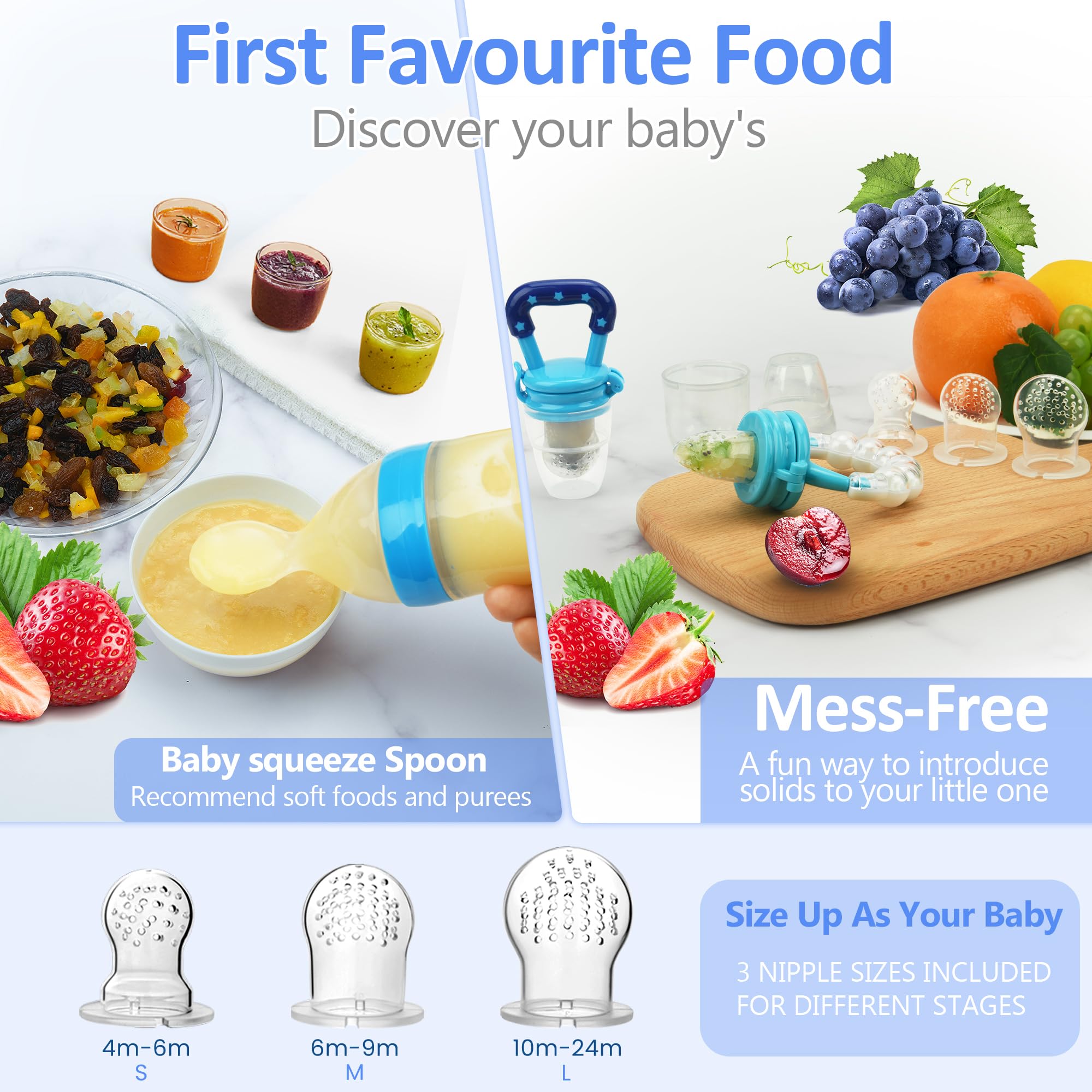 WAJIAYON easy-clean blue image highlights dishwasher-safe cleaning and storage