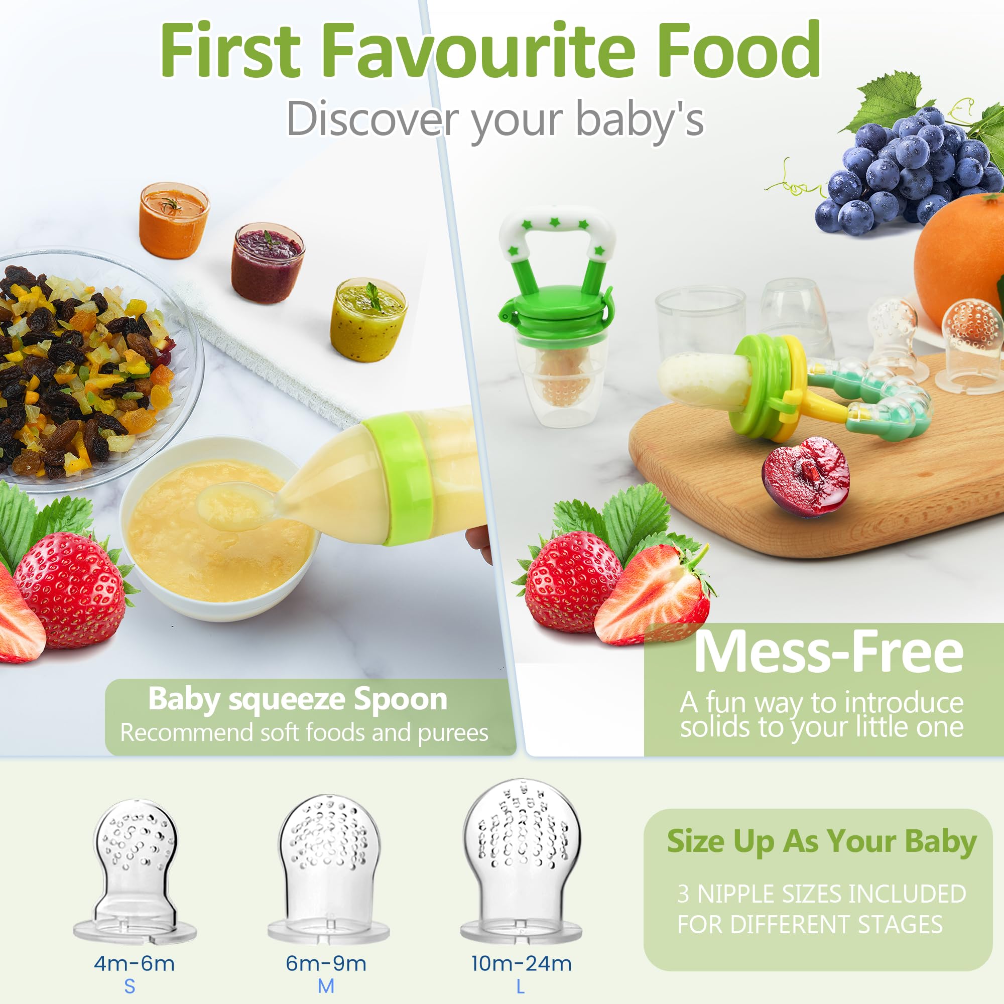 WAJIAYON fruit feeder pacifier close-up with soft silicone for safe bites.