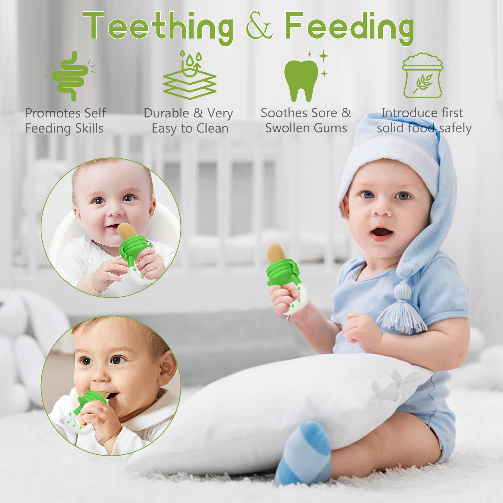 WAJIAYON pacifier clip keeps feeder handy and clean.