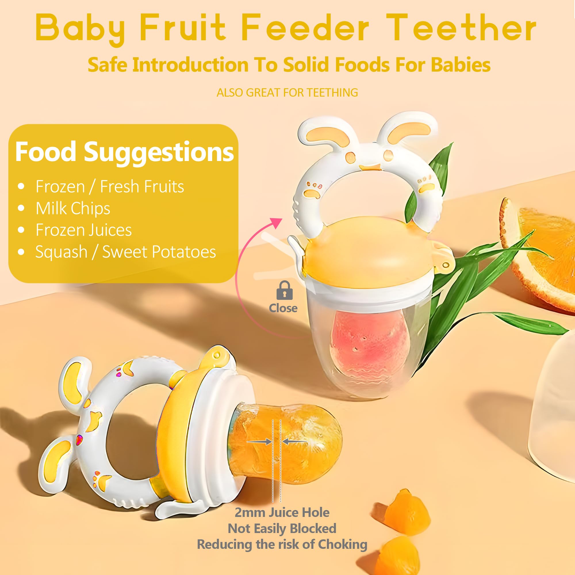 WAJIAYON teething fruit feeder helps soothe sore gums.