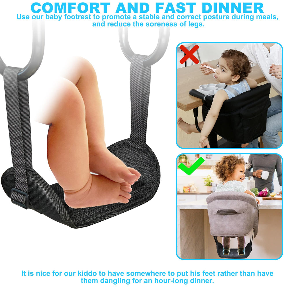 WaiNynyda clip-on footrest with adjustable distance fits growing toddlers