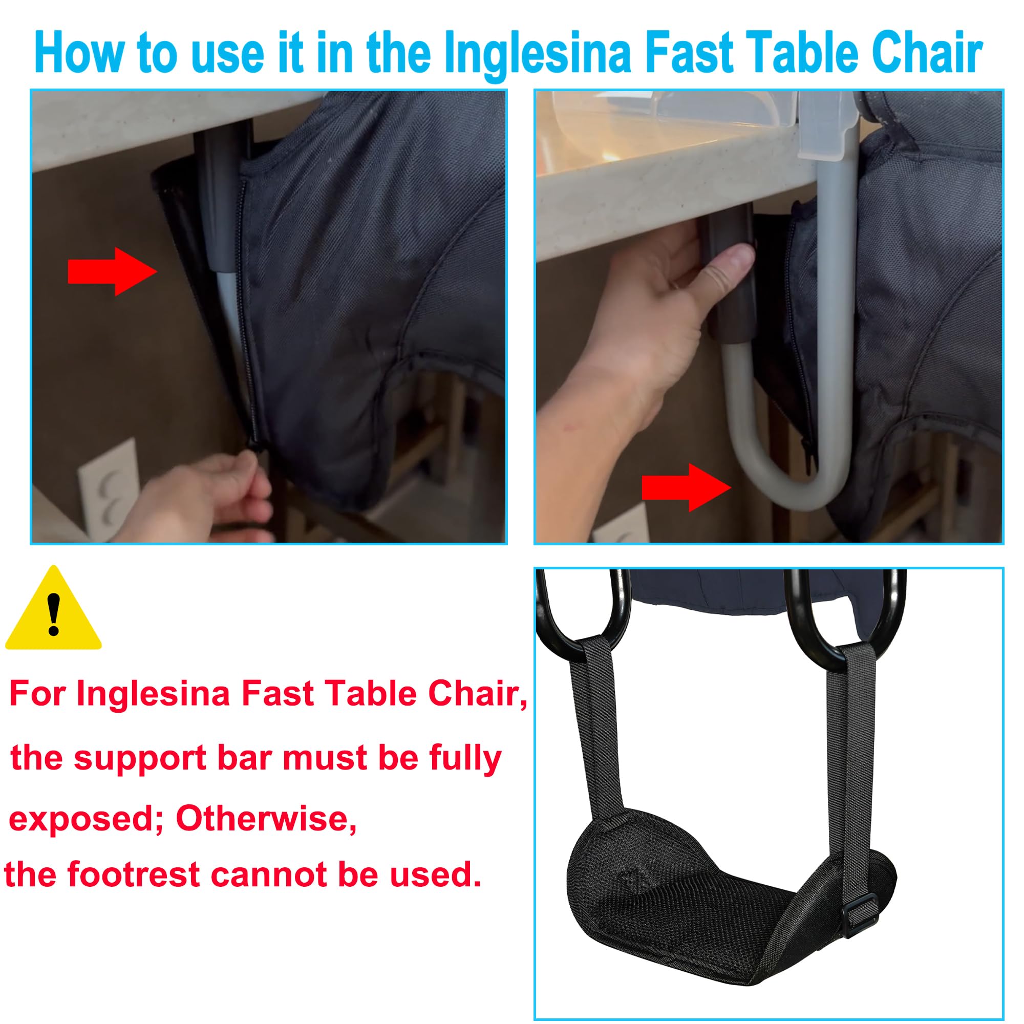 WaiNynyda portable footrest hangs on chair for travel-ready dining