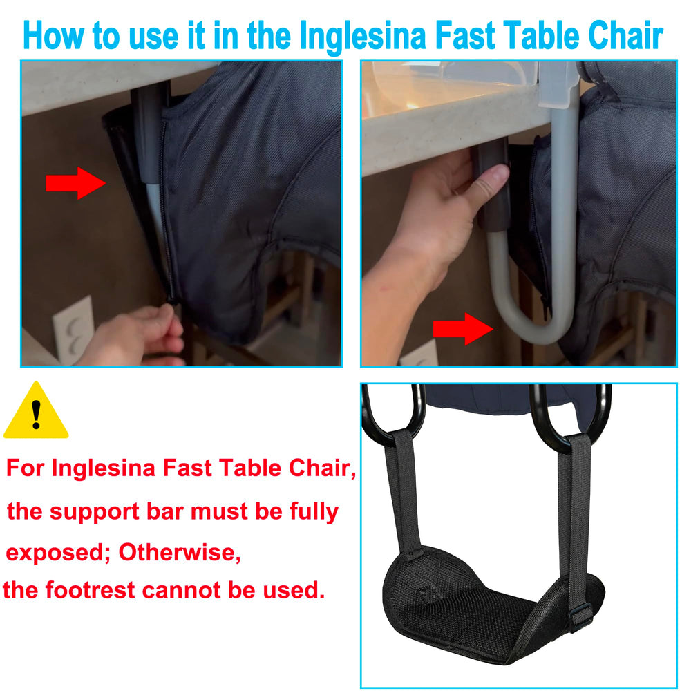 WaiNynyda portable footrest hangs on chair for travel-ready dining