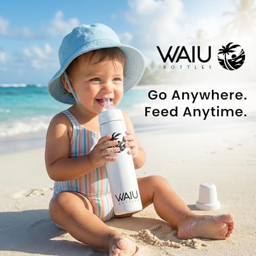 Waiu baby bottle sleek portable design fits in a bag.