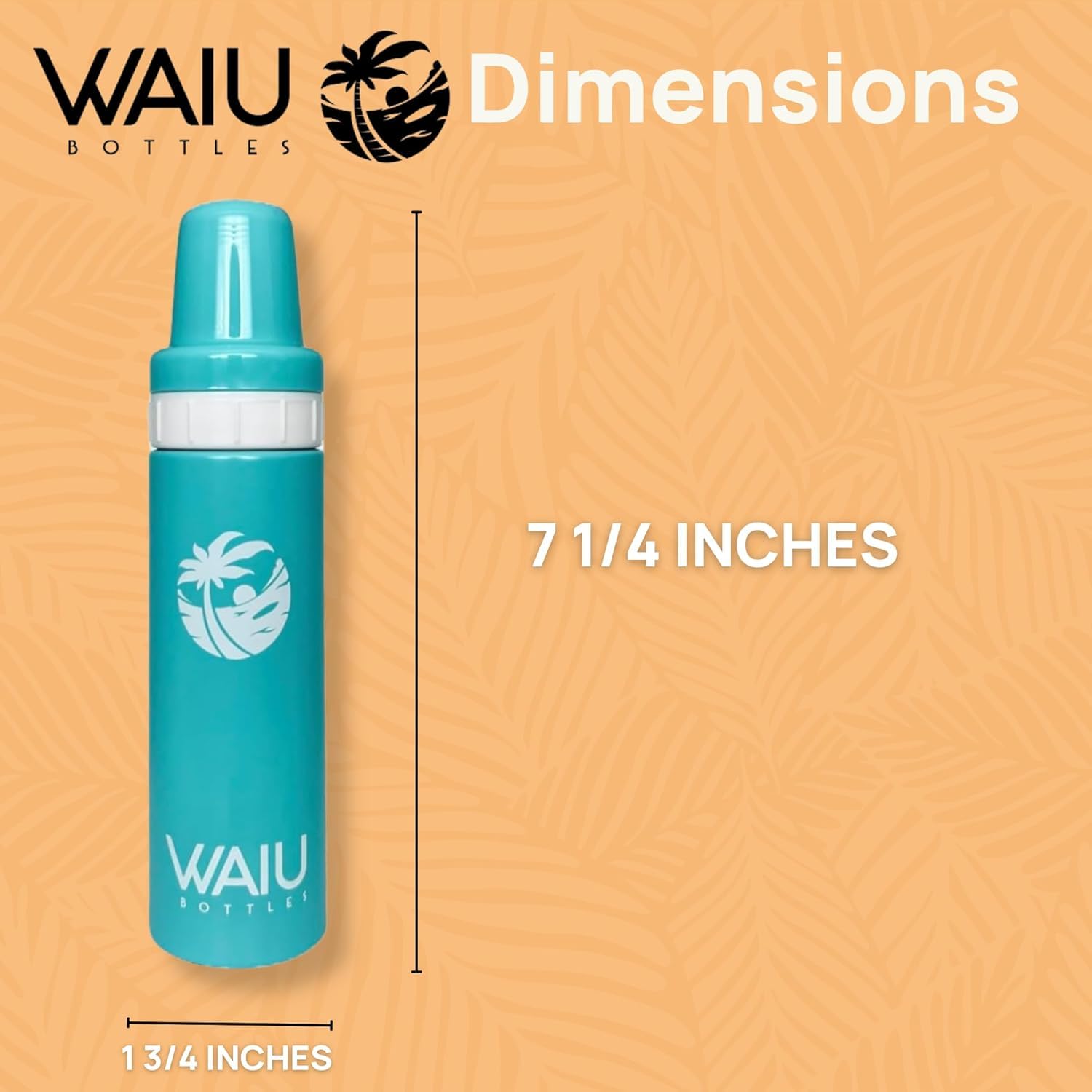 Waiu bottle blue side view, slim profile fits pockets