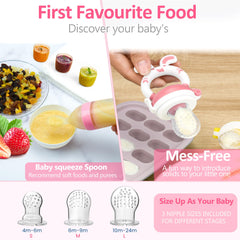 WAJIAYON 3 oz squeeze feeding spoon shows measured portions for easy feeding