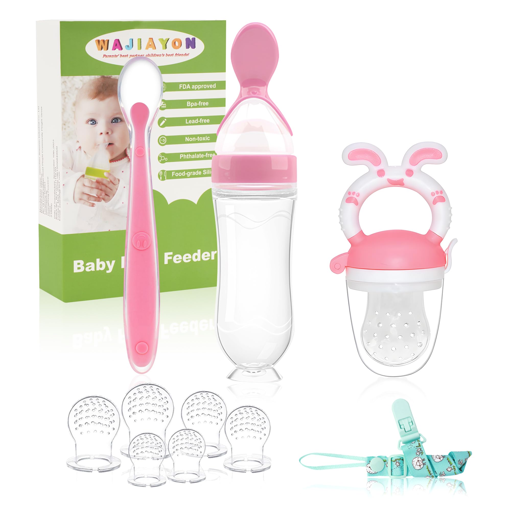 WAJIAYON baby fruit feeder pacifier with soft silicone pouch for safe solids