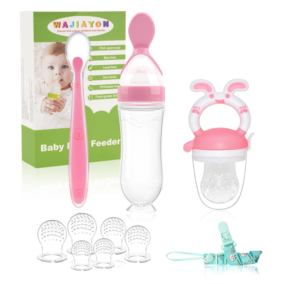 WAJIAYON baby fruit feeder pacifier with soft silicone pouch for safe solids