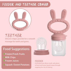 WAJIAYON baby fruit feeder teether in use for safe bites.