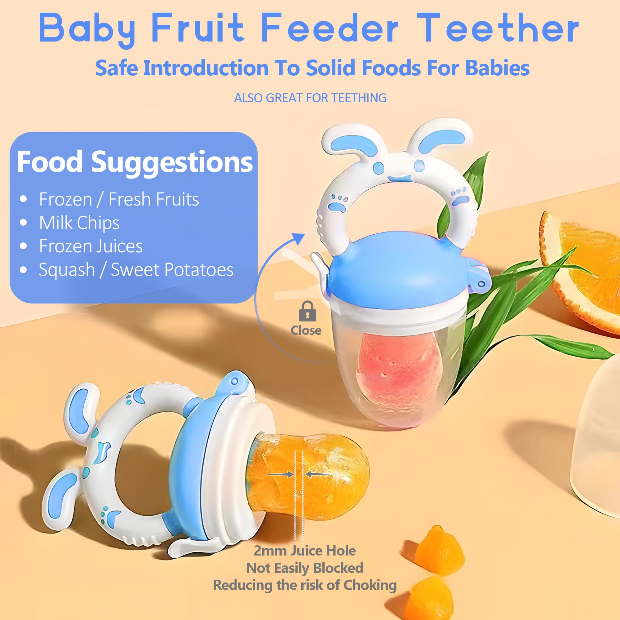 Wajiayon teething fruit feeder provides natural gum relief.