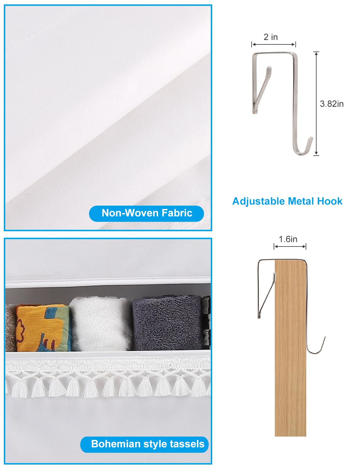 Wakaye door organizer fits doors under 1.75 inches thick for versatile mounting