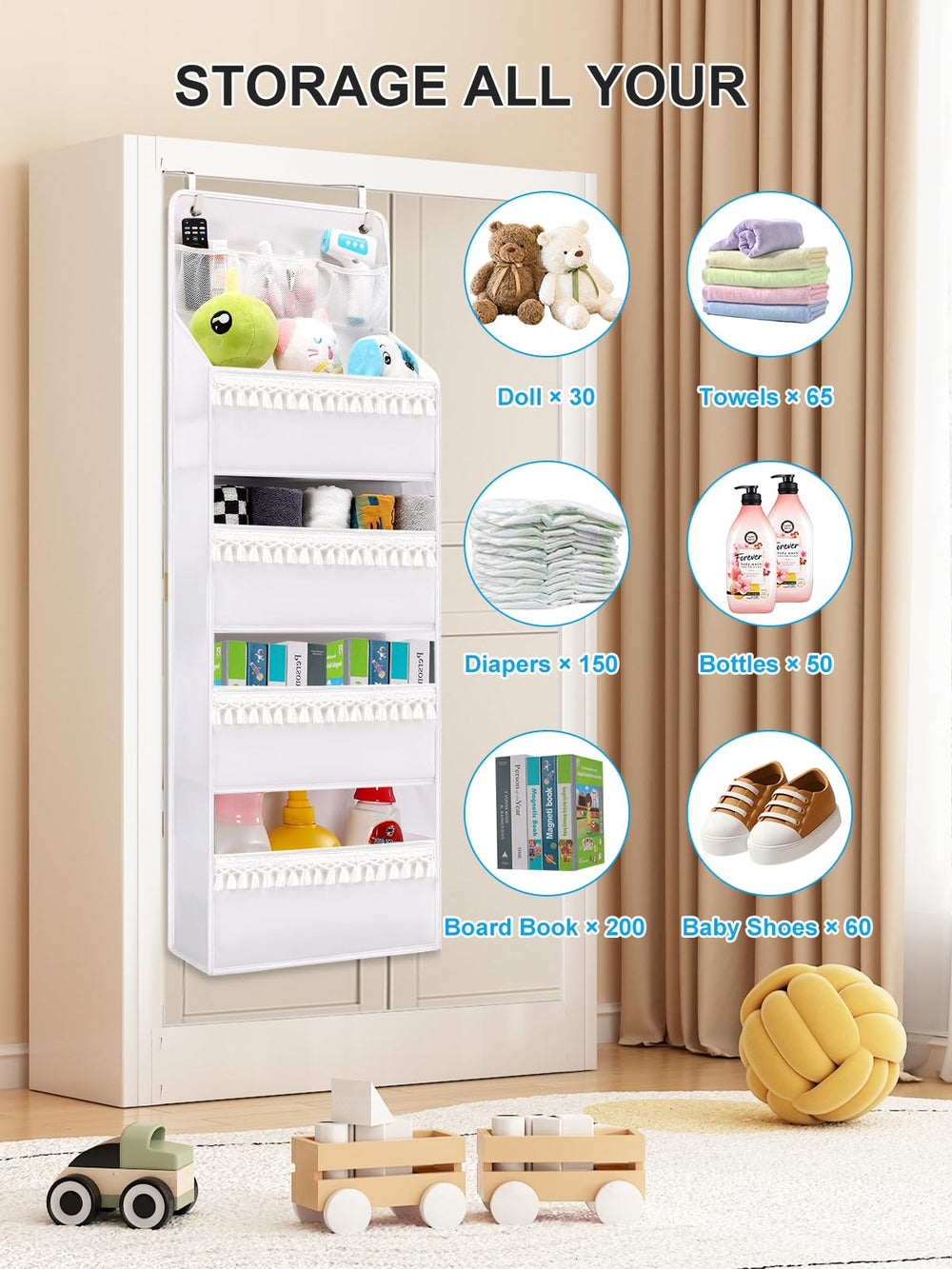 Wakaye nursery diaper organizer keeps diapers and wipes within easy reach