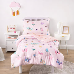 Wake In Cloud butterfly toddler bedding comforter adds soft warmth for cozy nights.