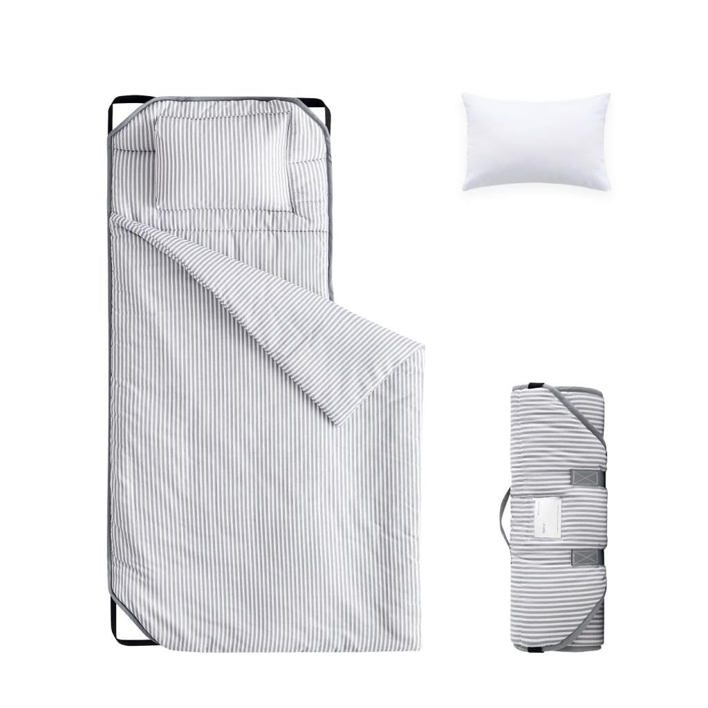 Wake In Cloud cot nap mat with pillow and blanket for cozy nap time at daycare.