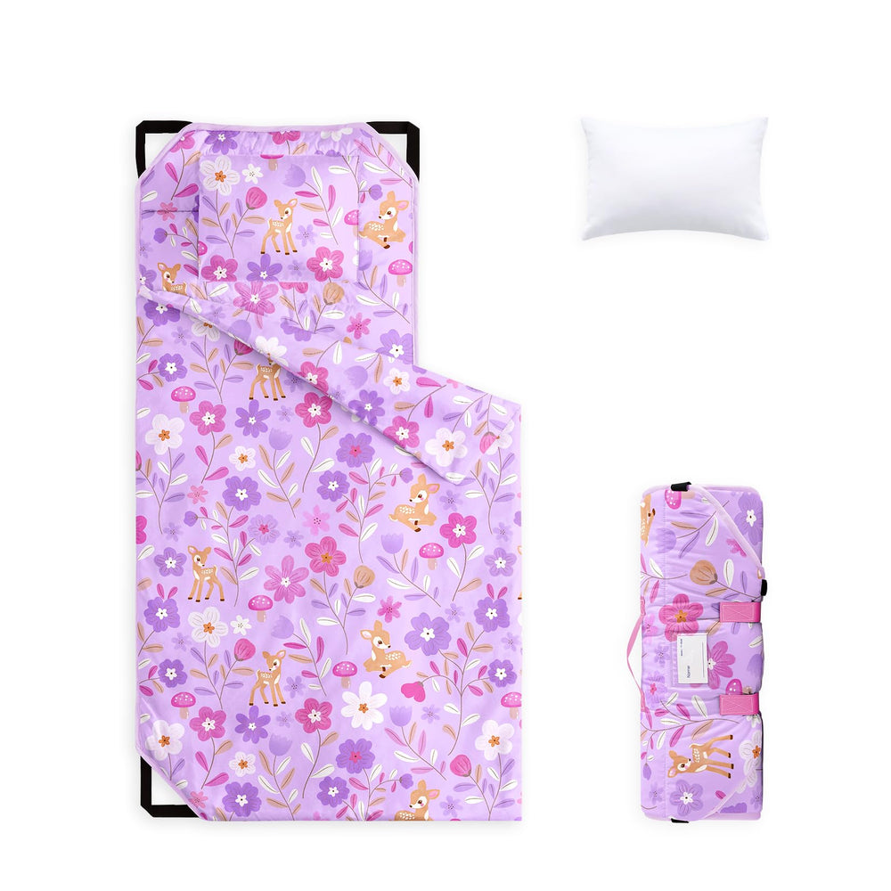 Wake In Cloud cot nap mat with pillow blanket for toddlers at daycare.
