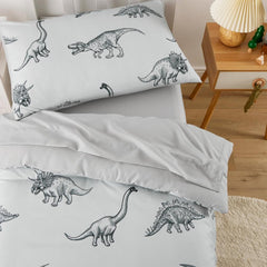 Wake In Cloud dinosaur sketch fitted sheet with elastic pocket fits snugly