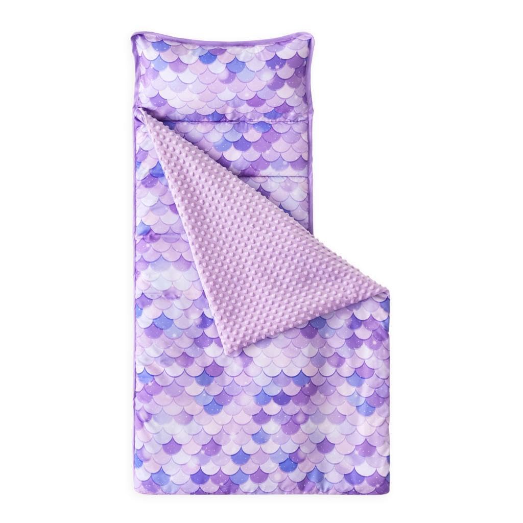 Wake In Cloud mermaid-scale nap mat laid flat for cozy daycare naps