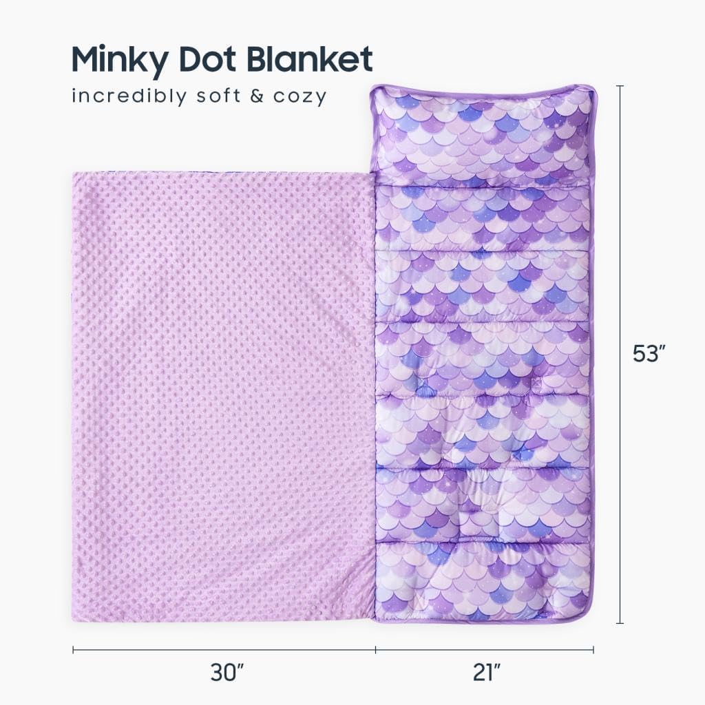 Wake In Cloud nap mat rolled with secure hook-and-loop closure and handle