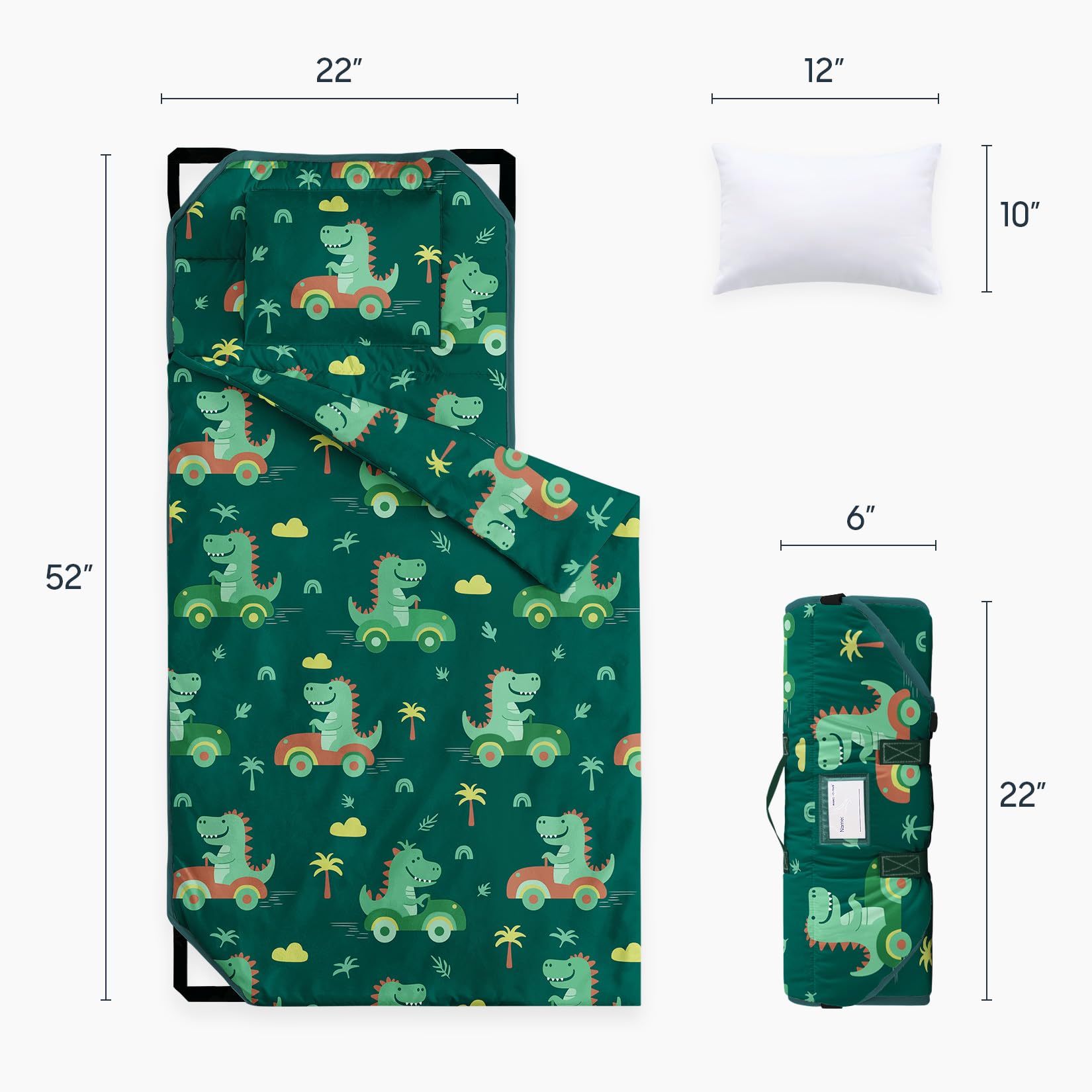 Wake In Cloud 52x22 nap mat showing all-in-one sleeping set for daycare naps