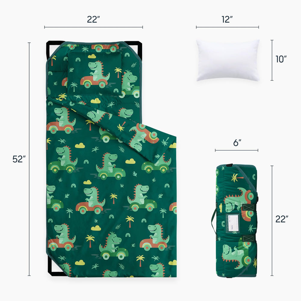 Wake In Cloud 52x22 nap mat showing all-in-one sleeping set for daycare naps