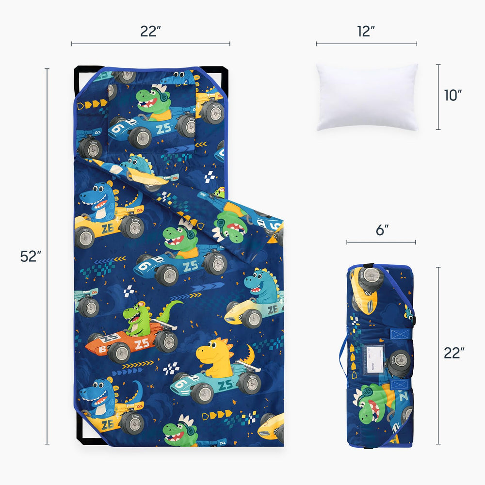 Wake In Cloud nap mat with blanket and pillow provides cozy, all-in-one rest for preschool.